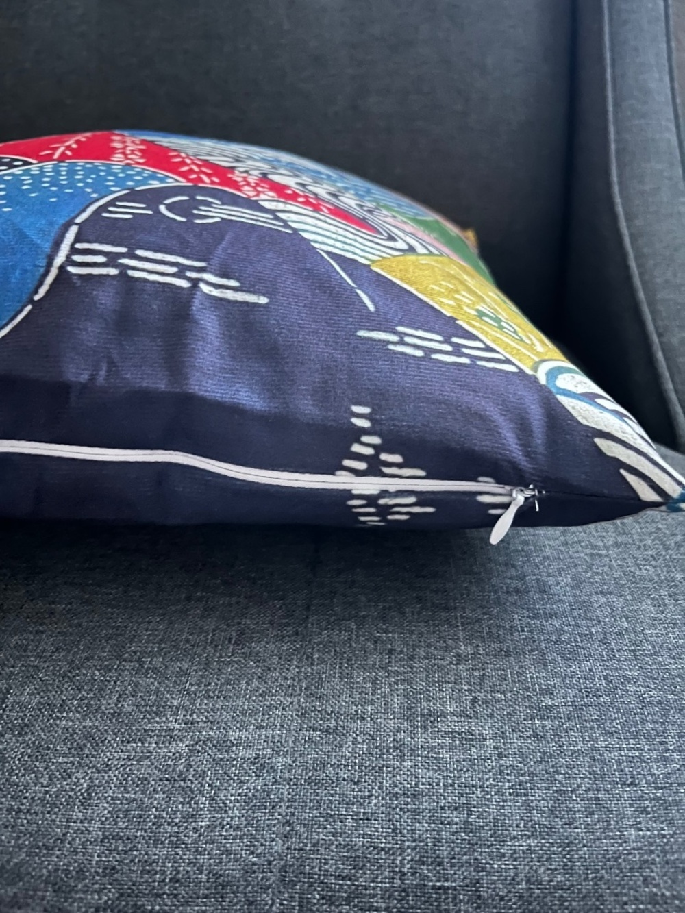 Colorful Japanese Print of Hills and Village  Accent Throw Pillow Case Set of 2 - Picture 3 of 4